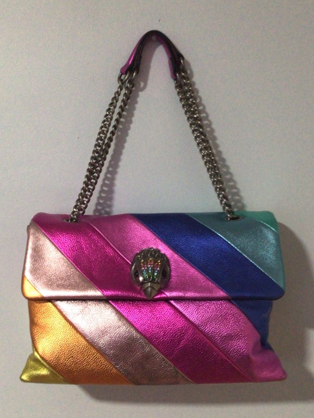 Kurt Geiger London Rainbow Kensington  Metallic Stripe Shoulder Bag - Women